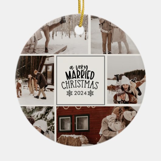 6 Fotos Sehr Verheiratet Weihnachten Keramik Ornament (Vorne)