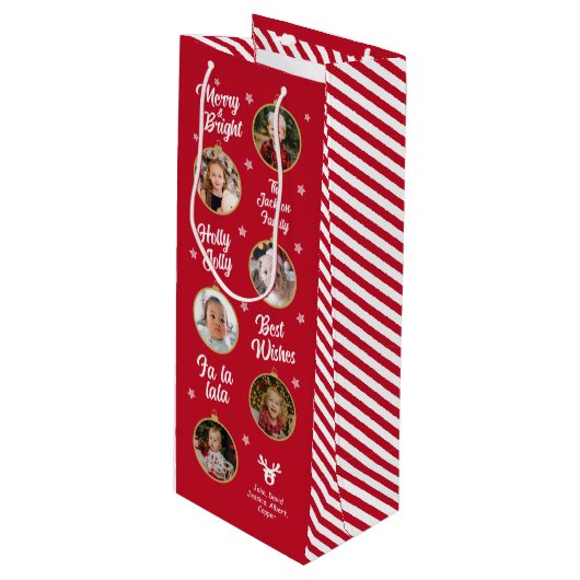 6 Fotos Weihnachtsschmuck Geschenktüte Für Weinflaschen (Vorderseite Schrägansicht)