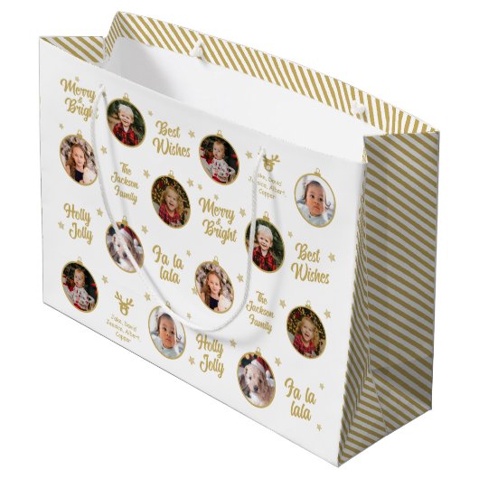 6 Fotos Weihnachtsschmuck Moderne Große Geschenktüte (Rückseite Schrägansicht)