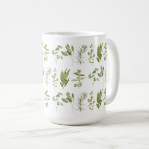 6 FRESH HERBS Hohe Weiße Tasse (komplett bedruckt)
