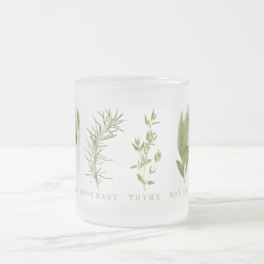 6 FRISCHE HERBS Mattierte Tasse aus Glas (Mittel)