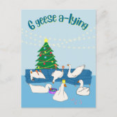 6 Gänse a-lügende lustige Cartoon Weihnachten (Vorderseite)