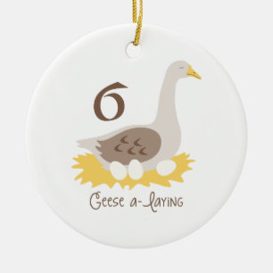 6 Gänse Keramik Ornament
