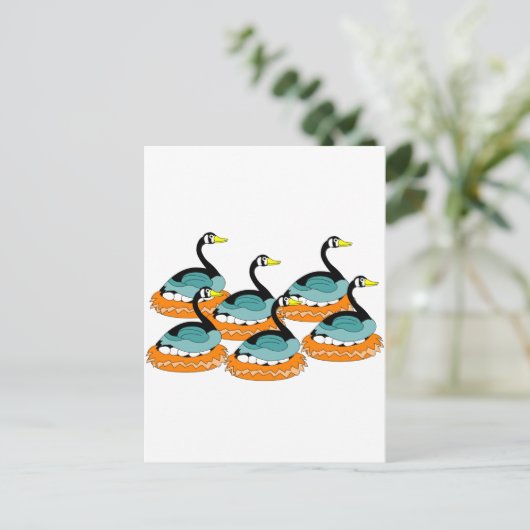 6 Gänse Postkarte (Stehend Vorderseite)