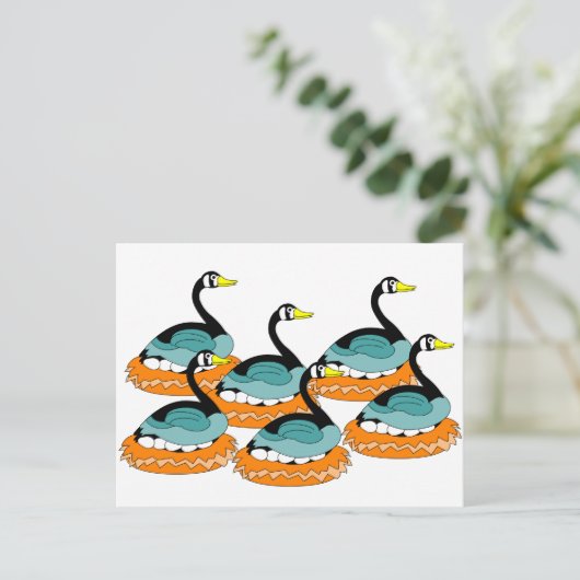 6 Gänse Postkarte (Stehend Vorderseite)