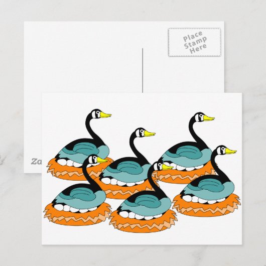 6 Gänse Postkarte (Vorne/Hinten)