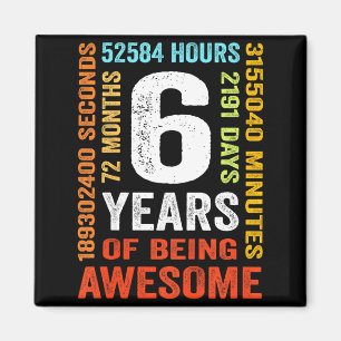 6. Geburtstag 6 Jahre alt Vintage Retro 72 Monate Magnet