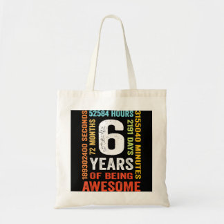 6. Geburtstag 6 Jahre alt Vintage Retro 72 Monate Tragetasche