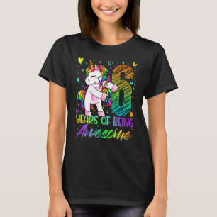 6. Geburtstag 6 Jahre Altes Mädchen Blüte Einhorn  T-Shirt