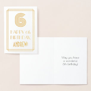 6. Geburtstag - Art Deco Inspiriert Aussehen "6" & Folienkarte