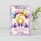 6. Geburtstag Ballon Thema Einladung (Stehend Vorderseite)