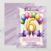 6. Geburtstag Ballon Thema Einladung (Vorne/Hinten)