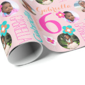 6. Geburtstag Blumen Brauch Name Fotos Alter Kinde Geschenkpapier (Rolleneckpunkt)