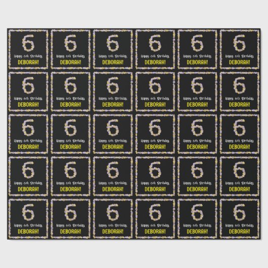 6. Geburtstag: Blumennummer, Individuelle Name, Bl Geschenkpapier (Saum)