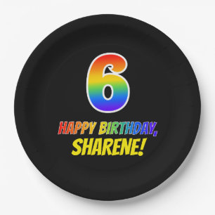 6. Geburtstag: Bold, Fun, Simple, Rainbow 6 Pappteller