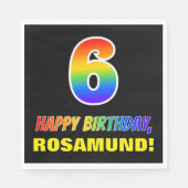 6. Geburtstag: Bold, Fun, Simple, Rainbow 6 Serviette (Vorderseite)