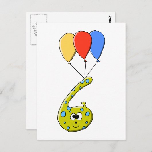 6. Geburtstag Cartoon Monster. Postkarte (Vorne/Hinten)