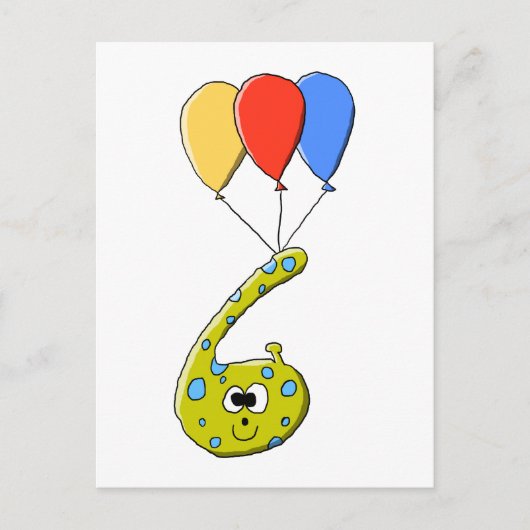 6. Geburtstag Cartoon Monster. Postkarte (Vorderseite)