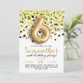 6. Geburtstag Confetti Einladung (Stehend Vorderseite)