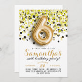 6. Geburtstag Confetti Einladung (Vorne/Hinten)