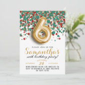 6. Geburtstag Confetti Einladung (Stehend Vorderseite)