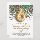 6. Geburtstag Confetti Einladung (Vorne/Hinten)