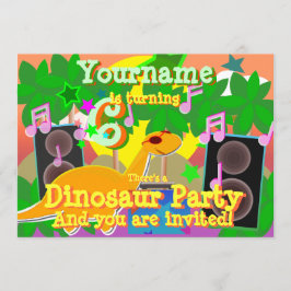 6. Geburtstag Cool Dinosaurier DJ Party Einladunge Einladung