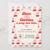 6. Geburtstag Coquette Cherries Bubble Letters Einladung (Vorderseite)