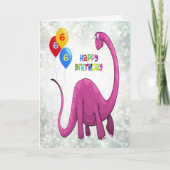 6. Geburtstag Dinosaurier und Ballons Karte (Vorderseite)