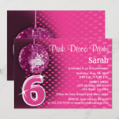 6. Geburtstag Disco Party Einladung (Vorne/Hinten)