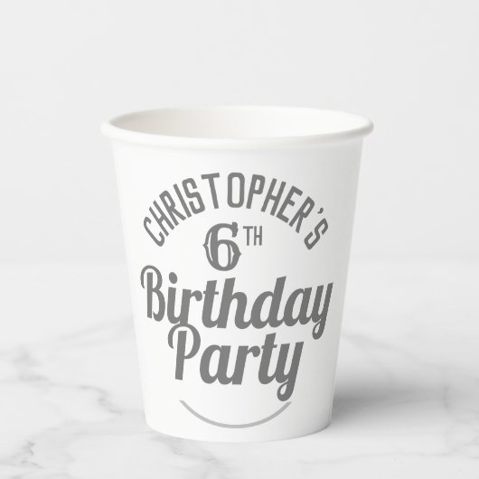6. Geburtstag eines Kindes Pappbecher (Vorderseite)