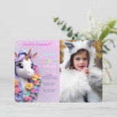 6. Geburtstag Einhorn-Foto Einladung (Stehend Vorderseite)