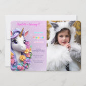 6. Geburtstag Einhorn-Foto Einladung (Vorderseite)