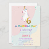 6. Geburtstag Einhorn Geburtstag Einladungen (Vorne/Hinten)