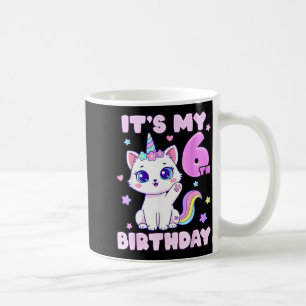 6. Geburtstag Einhorn Katze 6 Jahre alte Mädchen Kaffeetasse