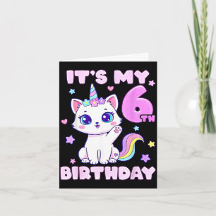 6. Geburtstag Einhorn Katze 6 Jahre alte Mädchen Karte