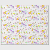 6. Geburtstag Einhorn Muster weiß Geschenkpapier (Flach)