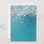 6. Geburtstag Einladung Aquamarin Silber Glitzer (Rückseite)