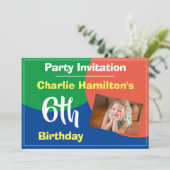 6. Geburtstag Einladung mit Foto (Stehend Vorderseite)