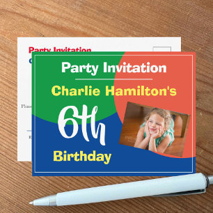 6. Geburtstag Einladung mit Foto Postkarte