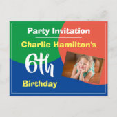 6. Geburtstag Einladung mit Foto Postkarte (Vorderseite)