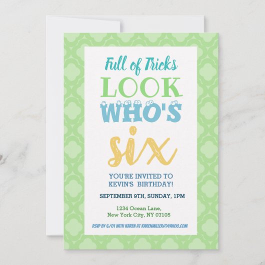 6. Geburtstag Einladung Redewendungen (Vorderseite)