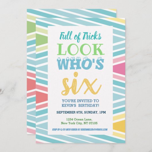 6. Geburtstag Einladung Redewendungen (Vorne/Hinten)