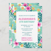 6. Geburtstag Einladungen Tropical Hawaii Muster (Vorne/Hinten)