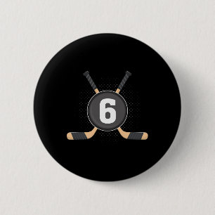 6. Geburtstag Eishockey 6 Jahre alt Thema Birthda Button