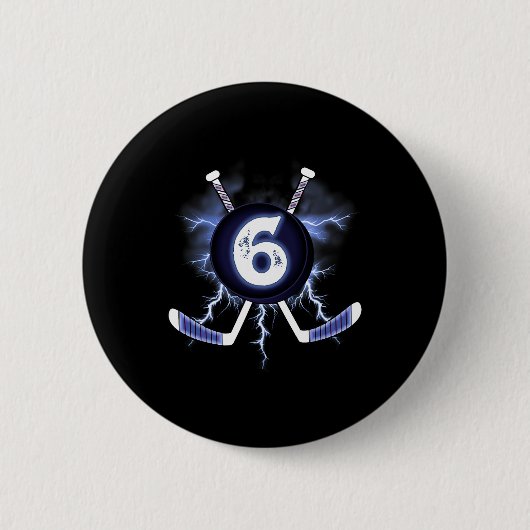 6. Geburtstag - Eishockeysport 6 Jahre alt Button (Vorderseite)