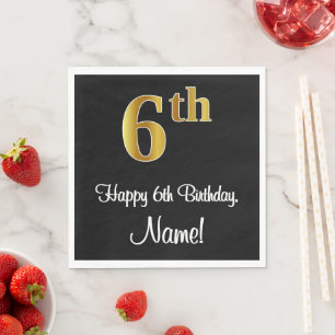6. Geburtstag ~ Elegante Luxuriöse Imitate Gold Lo Serviette