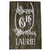 6. Geburtstag: Extravagant, Imitate Holzaussehen + Mittlere Geschenktüte (Vorderseite)