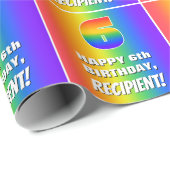 6. Geburtstag: Farbenfroh, Fun Rainbow Pattern # 6 Geschenkpapier (Rolleneckpunkt)
