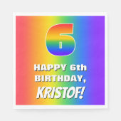6. Geburtstag: Farbenfroh, Fun Rainbow Pattern # 6 Serviette (Vorderseite)